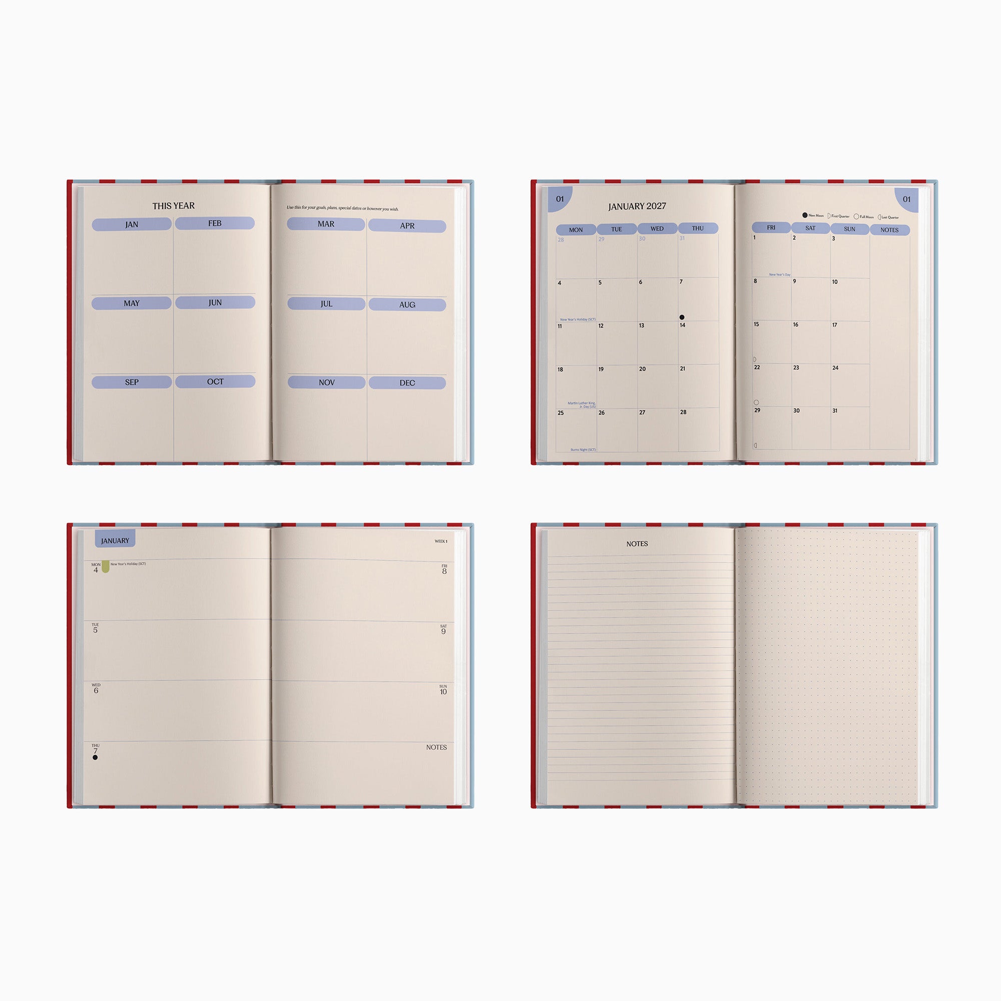 Diary-DIARY-A5-RNB - 2027 Red & Blue Stripe A5 Diary-Good Tuesday