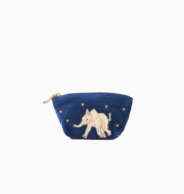 Coin Purse-71717 - Baby Elephant Navy Velvet Coin Purse-Elizabeth Scarlett