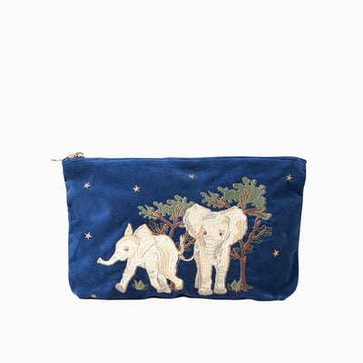 Baby Elephant Navy Velvet Everyday Pouch - Whistlefish