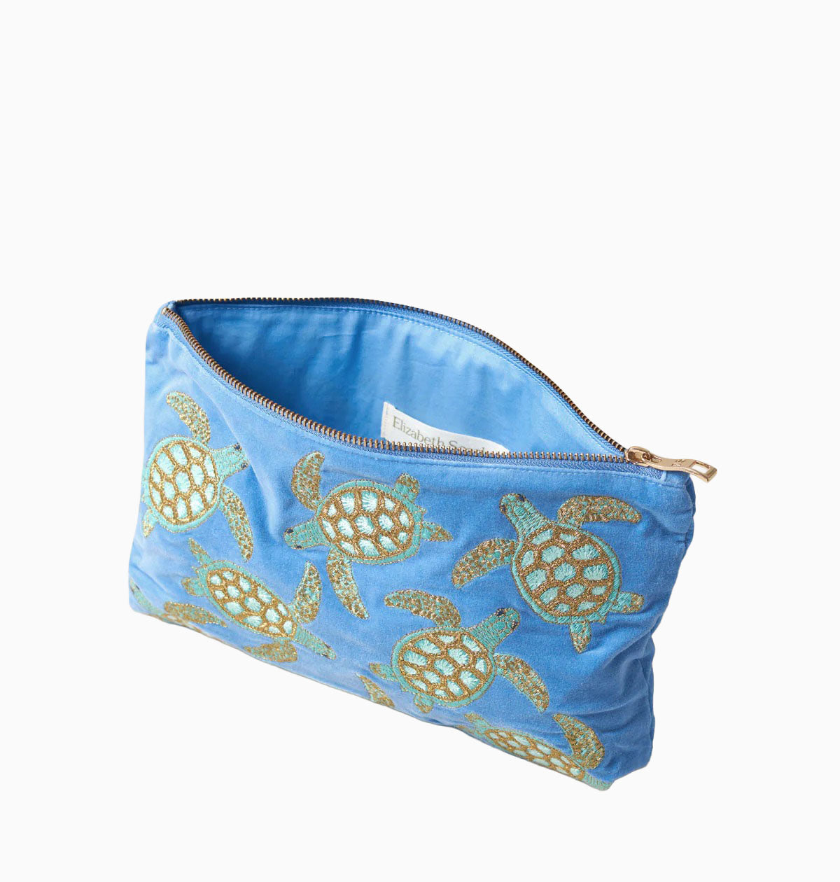 Pouch-71878 - Swimming Turtle Blue Velvet Everyday Pouch-Elizabeth Scarlett