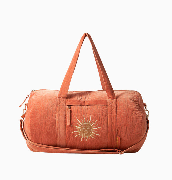 Overnight Bag-82188 - Sun Goddess Rust Velvet Overnight Bag-Elizabeth Scarlett