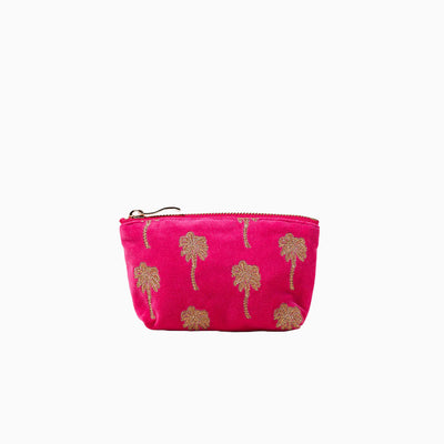Gold Palm Pink Velvet Coin Purse - Whistlefish