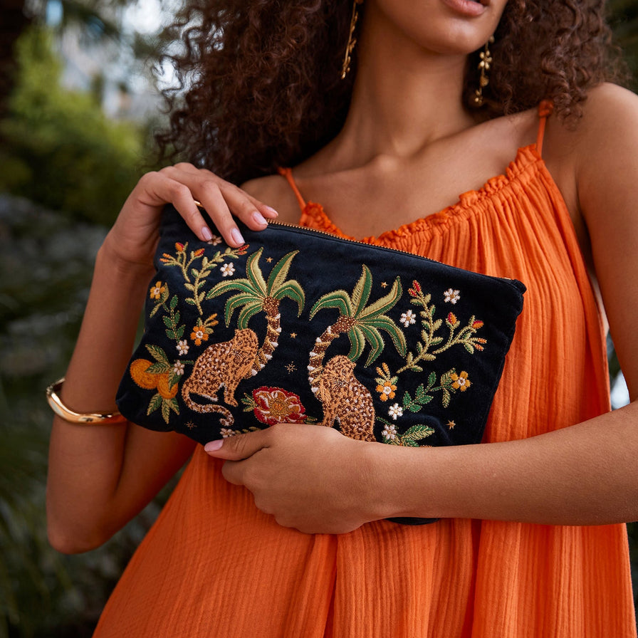 Pouch-85097 - Tropical Jaguar Everyday Pouch-Elizabeth Scarlett