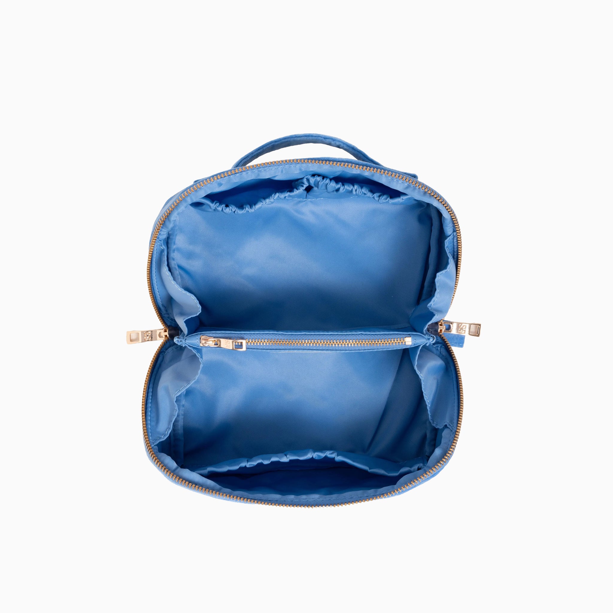 Makeup Bag-89972 - Turtle Blue Velvet Open Flat Makeup Bag-Elizabeth Scarlett