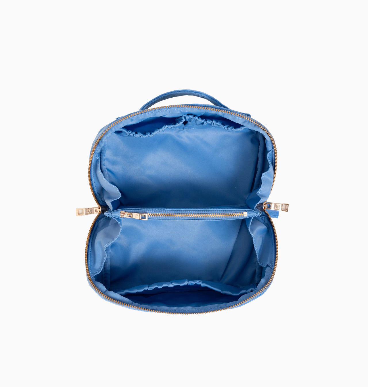Makeup Bag-89972 - Turtle Blue Velvet Open Flat Makeup Bag-Elizabeth Scarlett