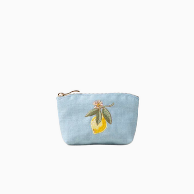 Lemon Blossom French Blue Coin Purse - Whistlefish