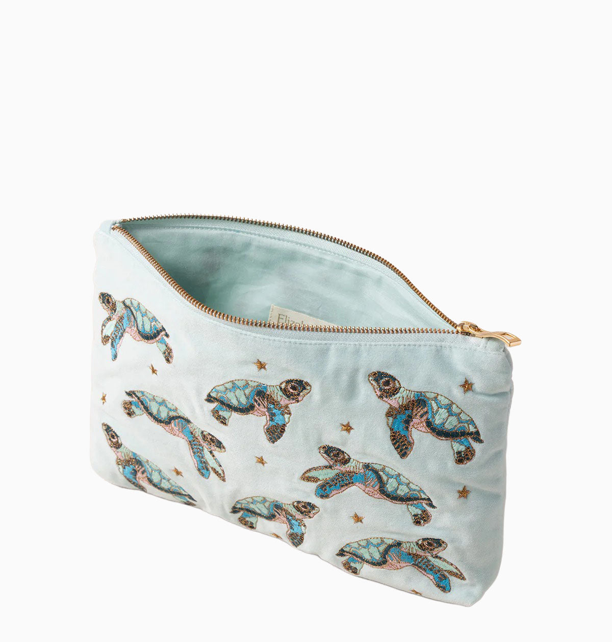 Pouch-98738 - Baby Turtle Ice Blue Velvet Everyday Pouch-Elizabeth Scarlett