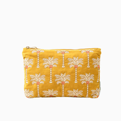 Sunrise Palm Mustard Velvet Everyday Pouch - Whistlefish