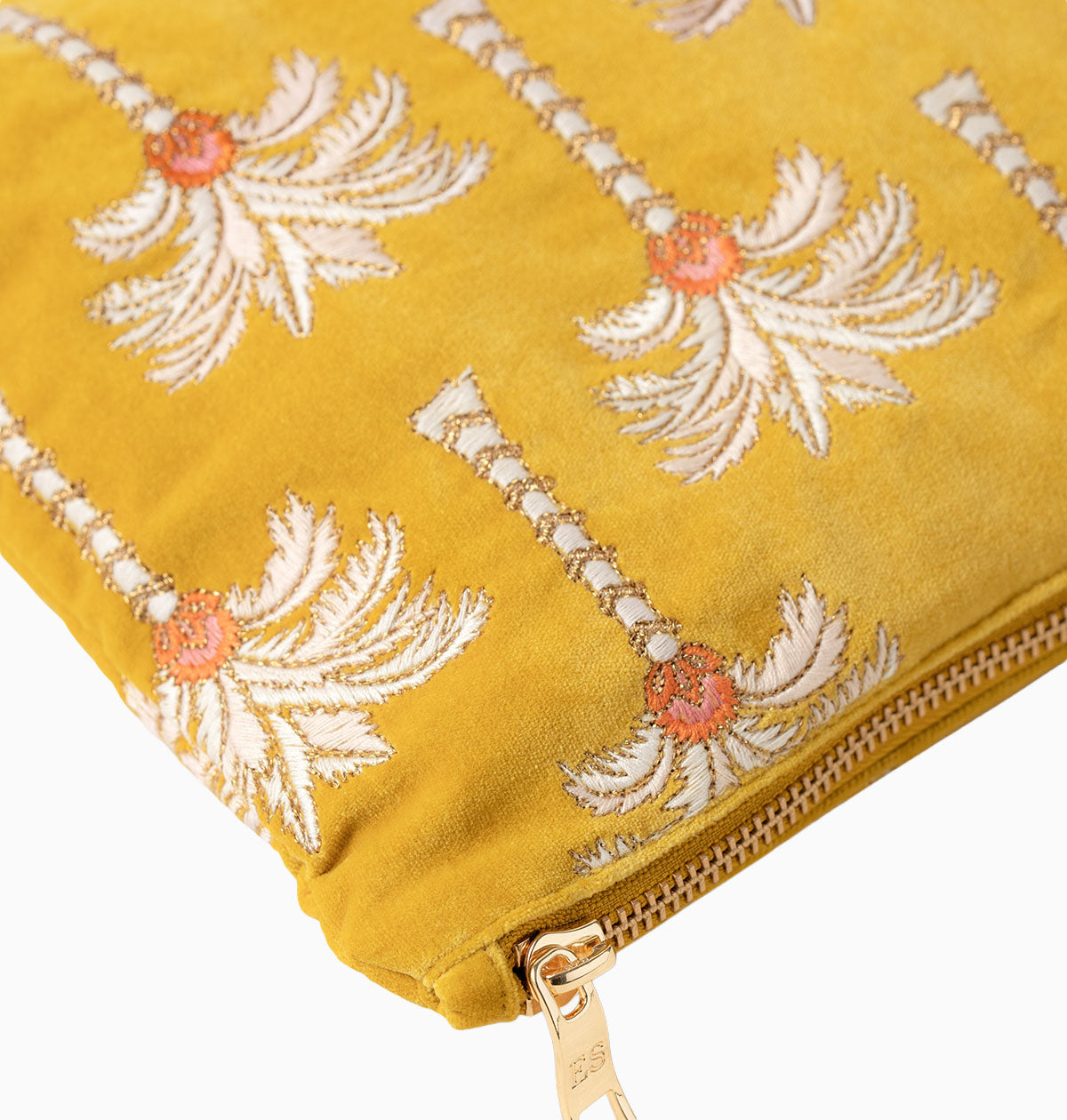 99117 - Sunrise Palm Mustard Velvet Everyday Pouch
