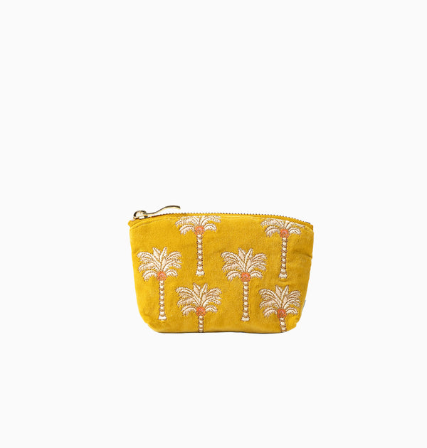 99155 - Sunrise Palms Mustard Velvet Coin Purse