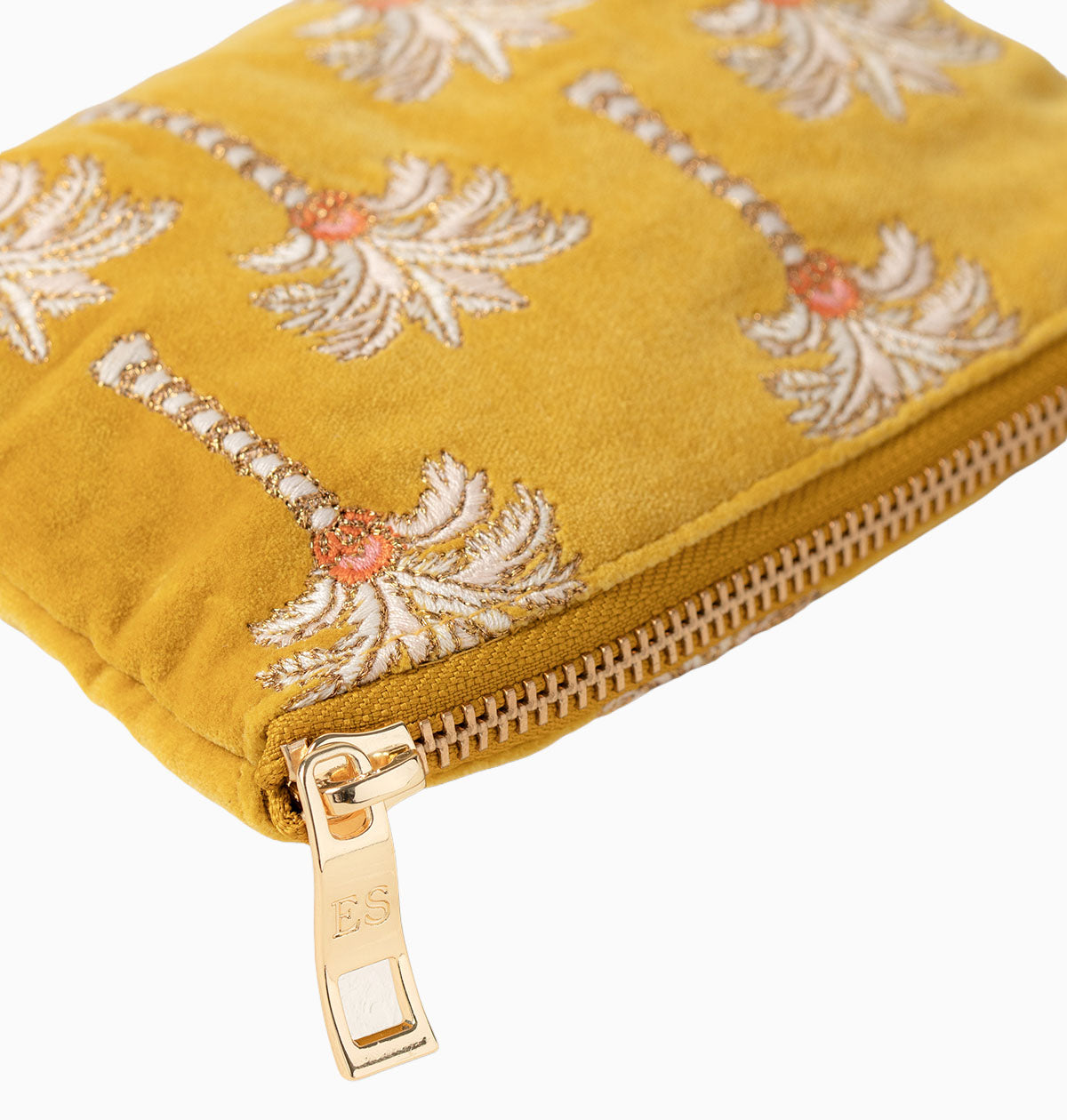 99155 - Sunrise Palms Mustard Velvet Coin Purse