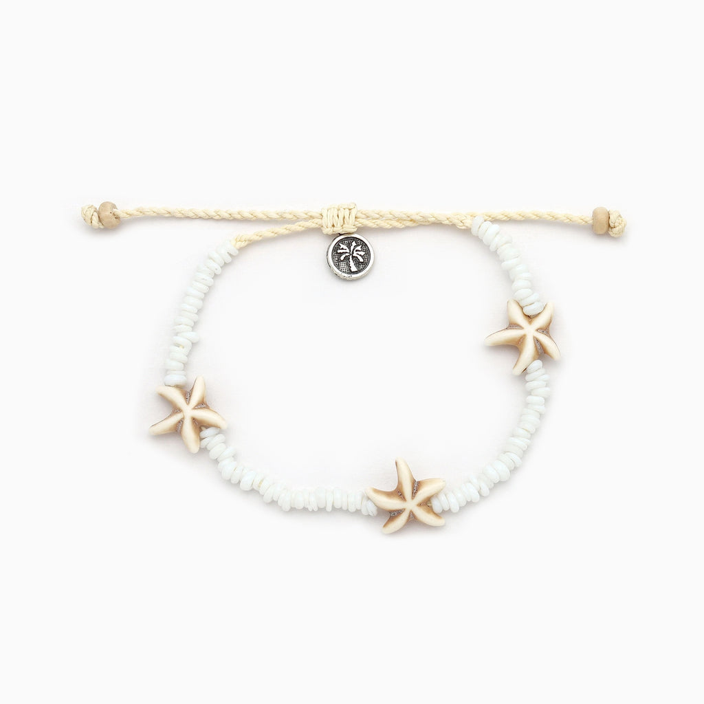 Anklet-KALGA-002 - Tidepool Star Beach White Anklet-Pineapple Island