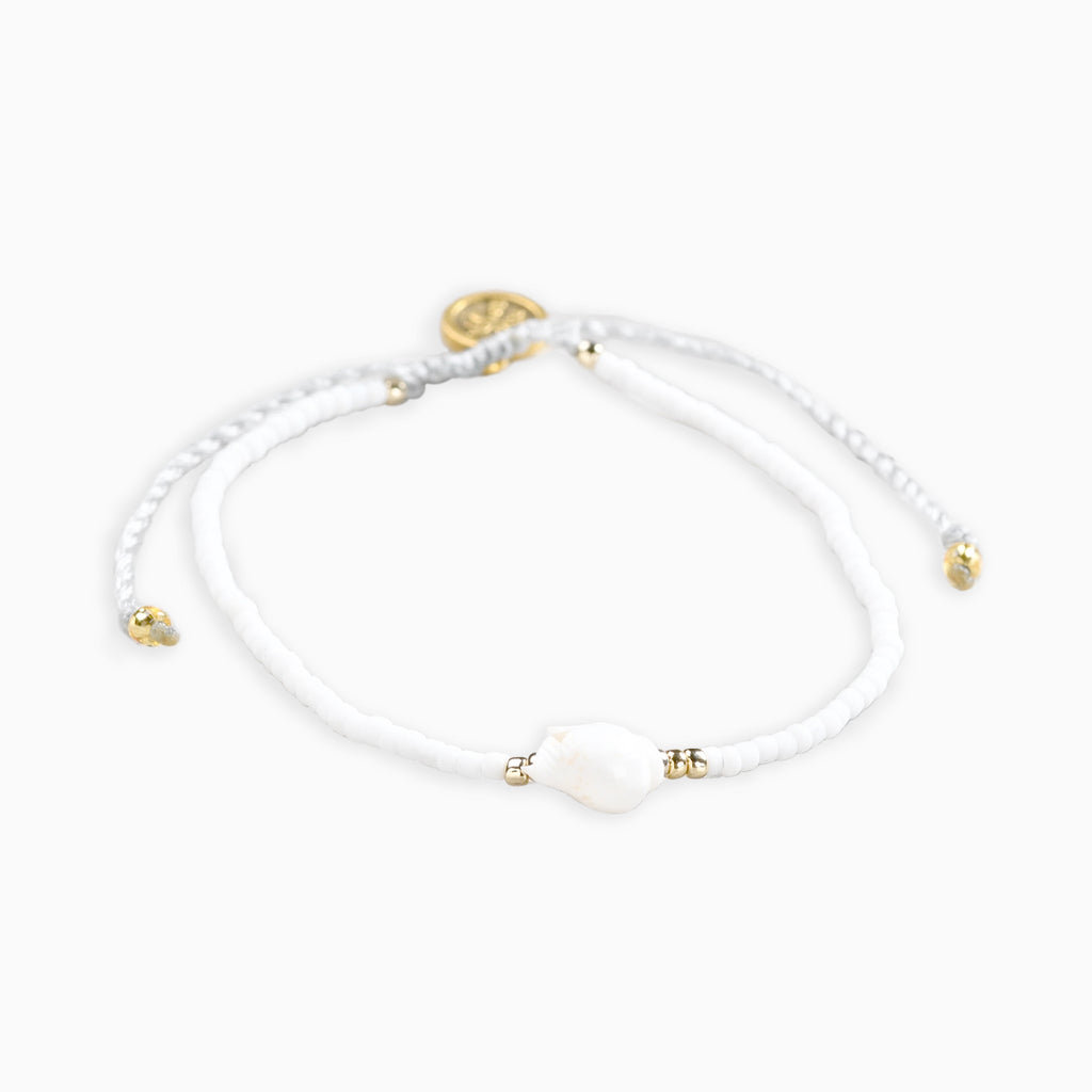 Anklet-LBE-040 - Lombok White Beaded Anklet-Pineapple Island