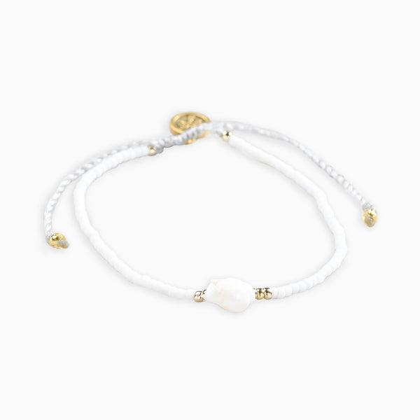 Anklet-LBE-040 - Lombok White Beaded Anklet-Pineapple Island