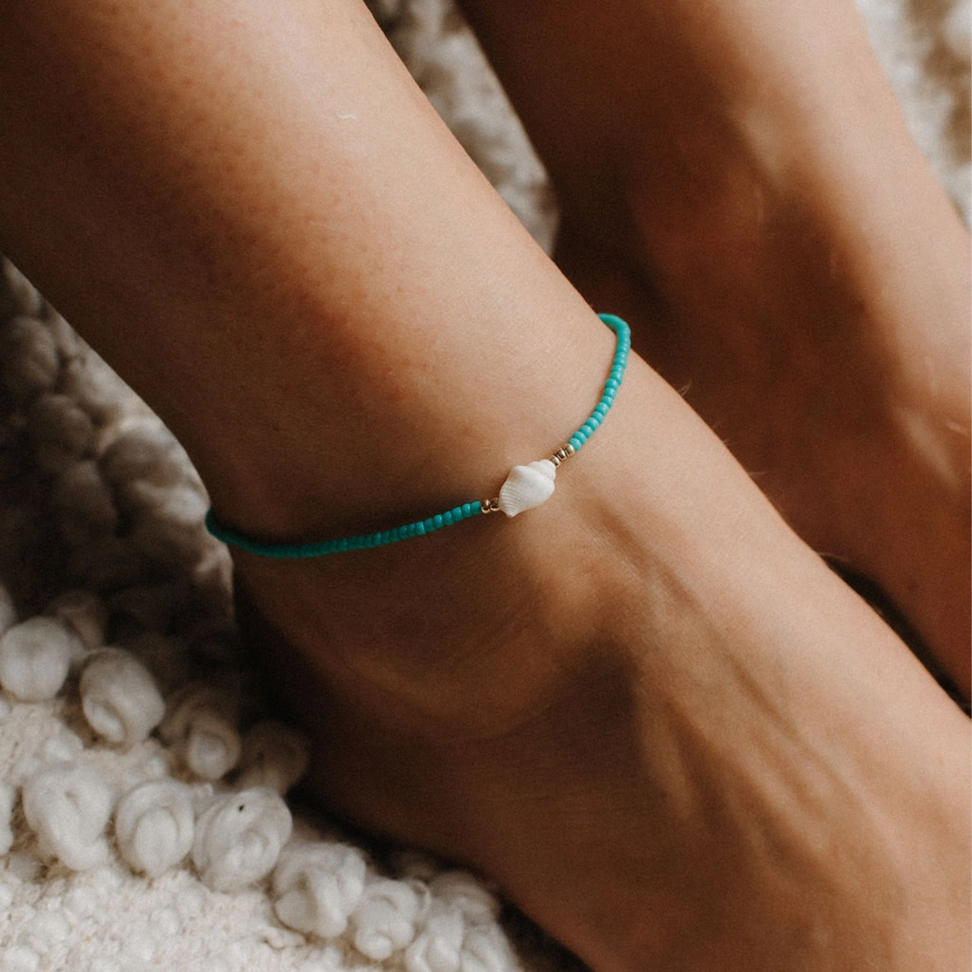 Anklet-LBE-043 - Lombok Turquoise Beaded Anklet-Pineapple Island