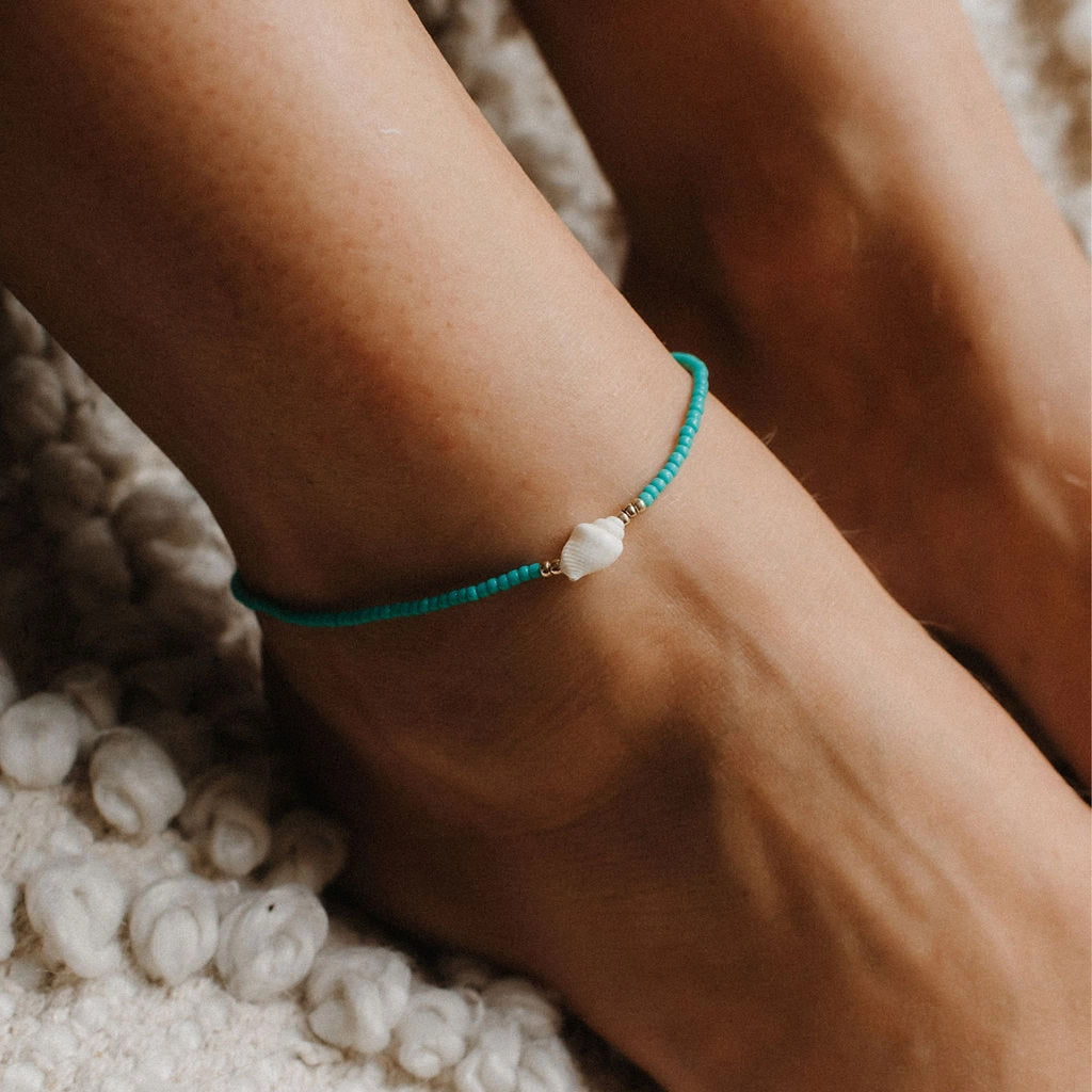 Anklet-LBE-043 - Lombok Turquoise Beaded Anklet-Pineapple Island