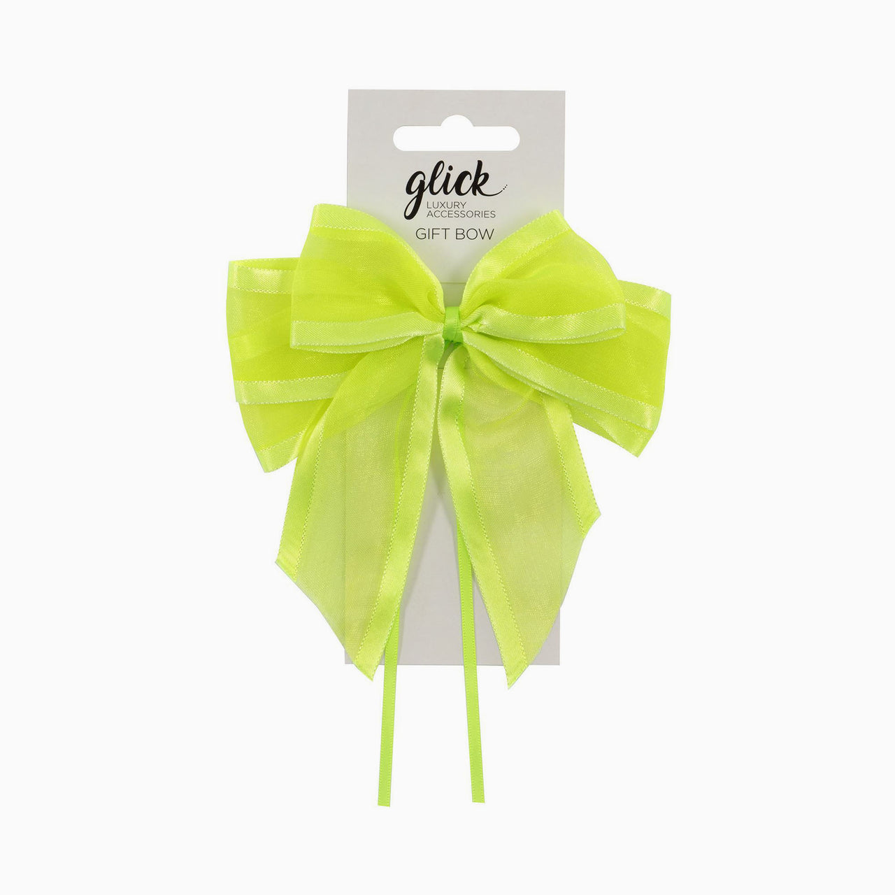 Bow-B0243 - Neon Green Satin Edge Ribbon Bow-Glick
