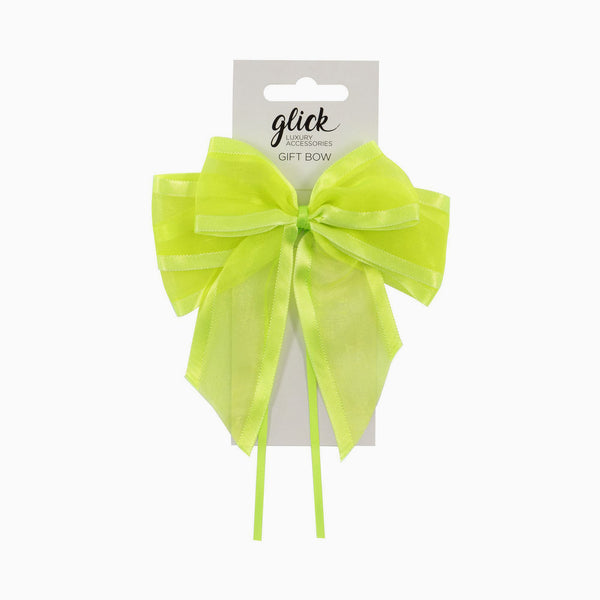Bow-B0243 - Neon Green Satin Edge Ribbon Bow-Glick
