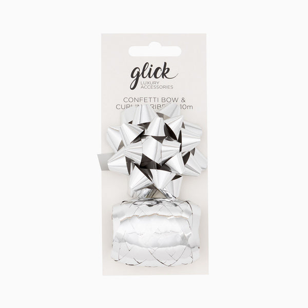 Bow & Ribbon-BKM05 - Bow & Ribbon Pack Metallic Silver-Glick