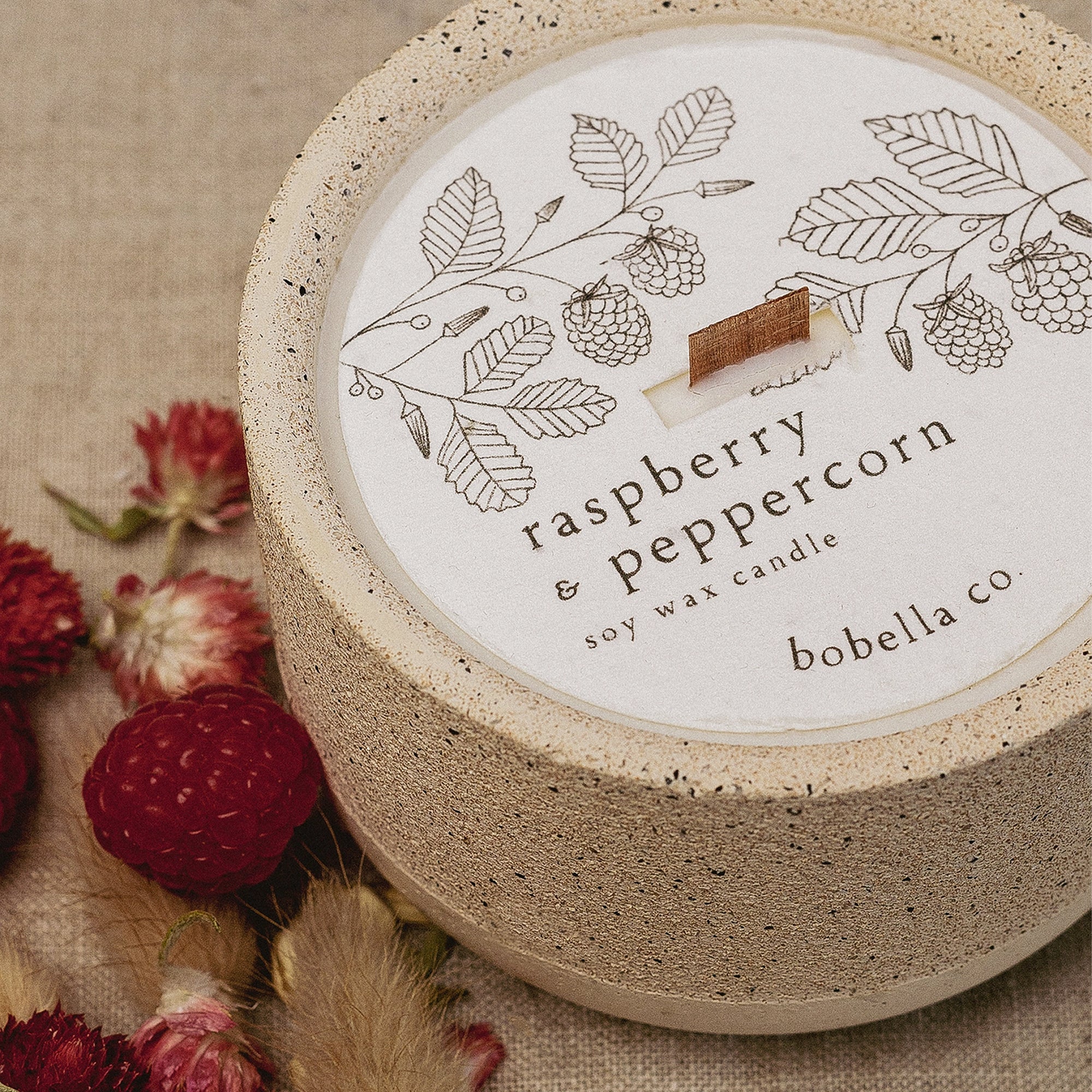 Candle-BOB01 - Raspberry & Peppercorn Soy Wax Candle-Bobella Co