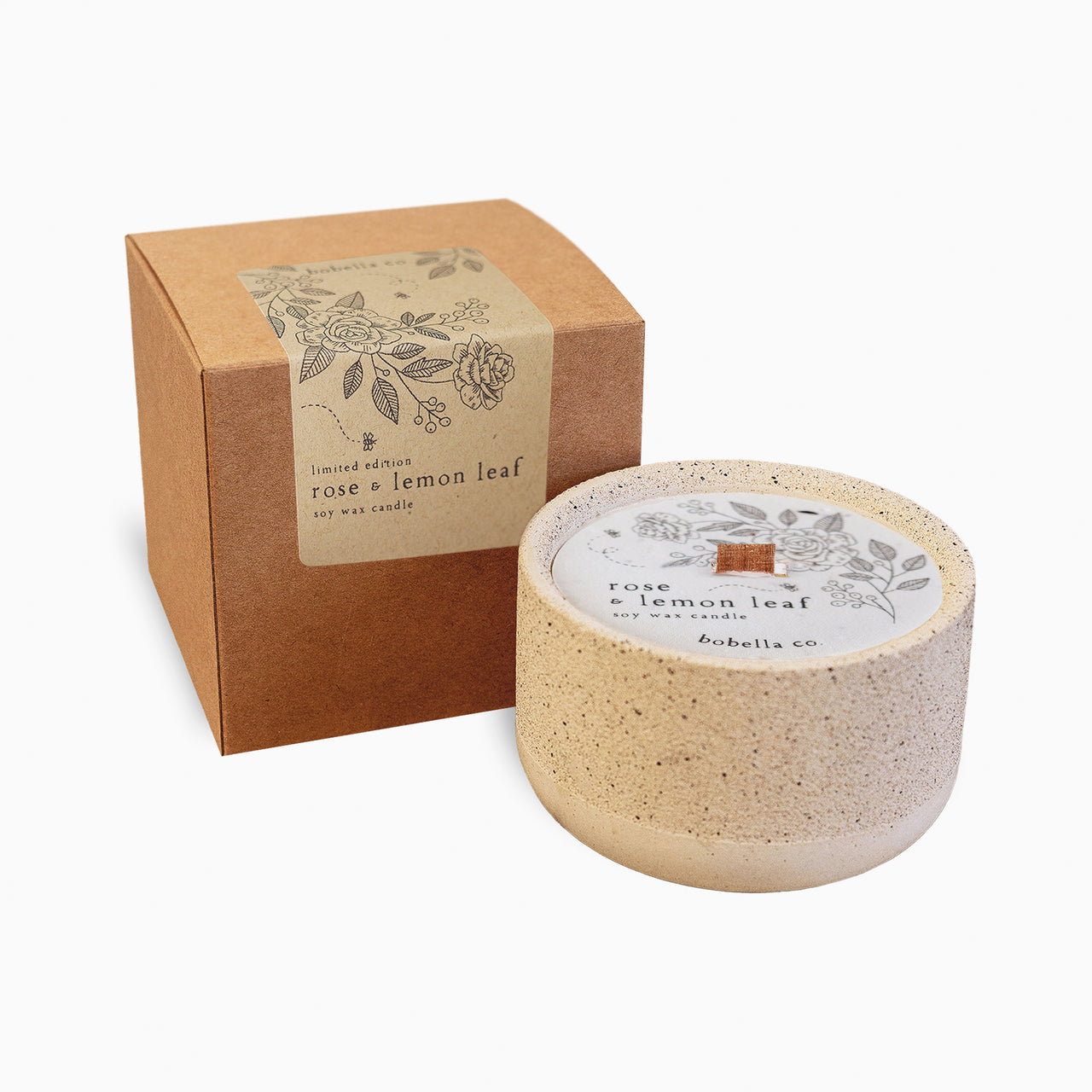 Candle-BOB04 - Rose & Lemon Leaf Soy Wax Candle-Bobella Co