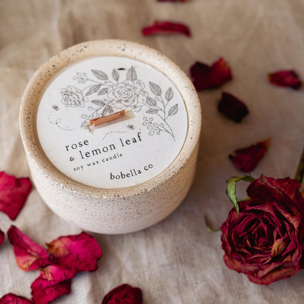 Candle-BOB04 - Rose & Lemon Leaf Soy Wax Candle-Bobella Co