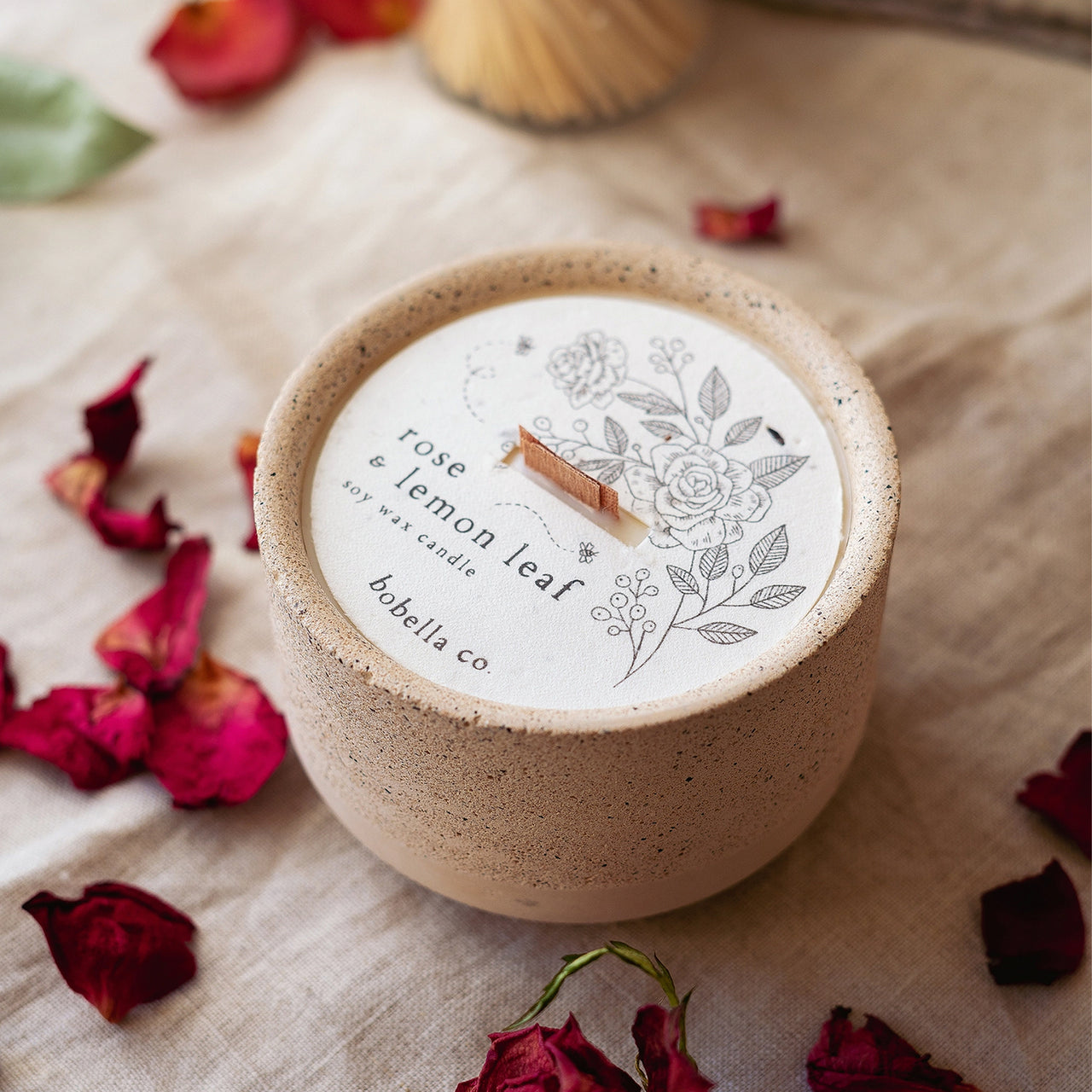 Candle-BOB04 - Rose & Lemon Leaf Soy Wax Candle-Bobella Co