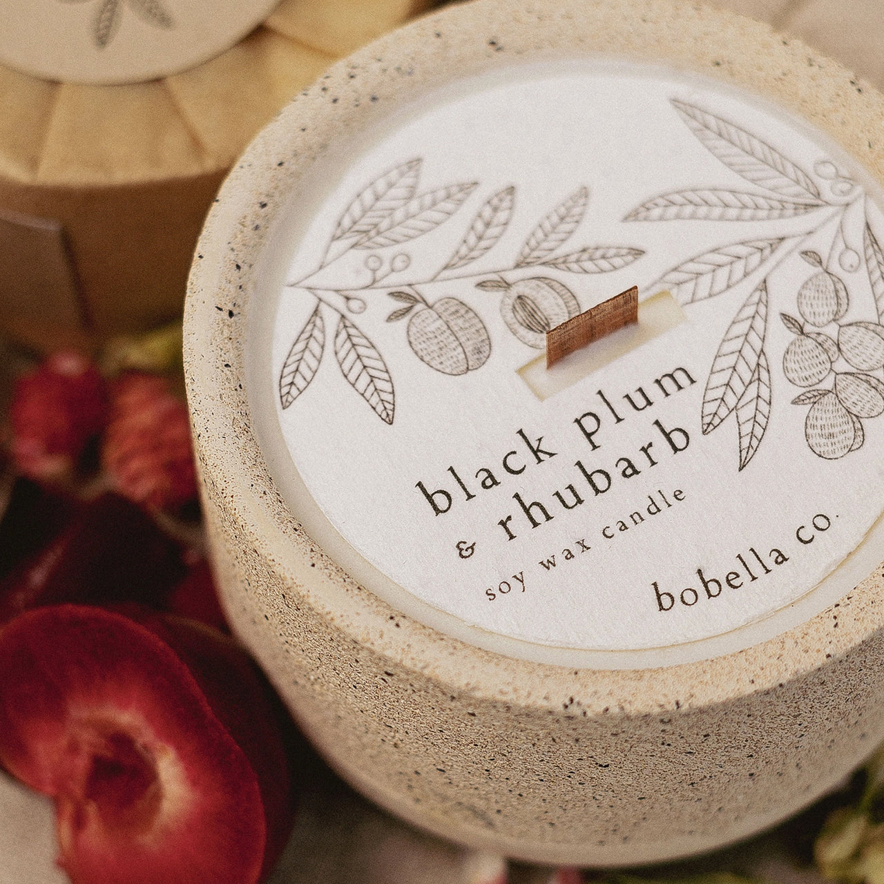 Candle-BOB05 - Black Plum & Rhubarb Soy Wax Candle-Bobella Co