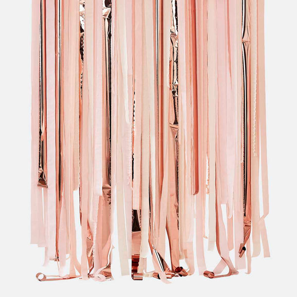 Backdrop - MIX-190 - Pink & Rose Gold Party Streamer Backdrop - Pink And Rose Gold Party Streamers Backdrop - Whistlefish