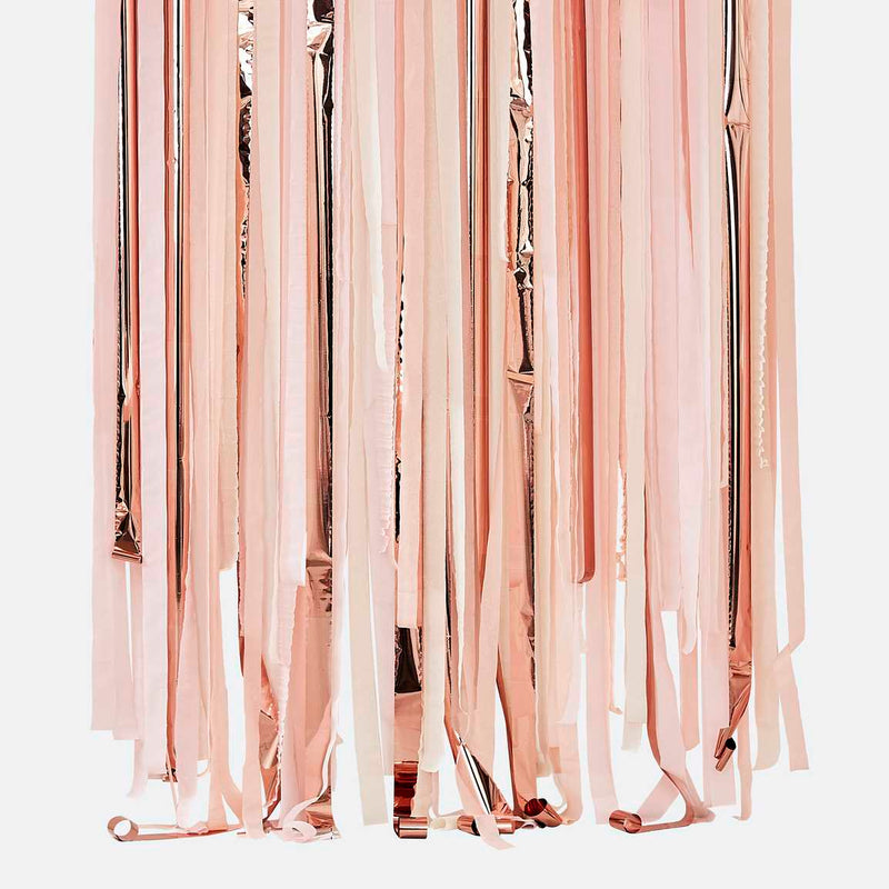 Backdrop - MIX-190 - Pink & Rose Gold Party Streamer Backdrop - Pink And Rose Gold Party Streamers Backdrop - Whistlefish