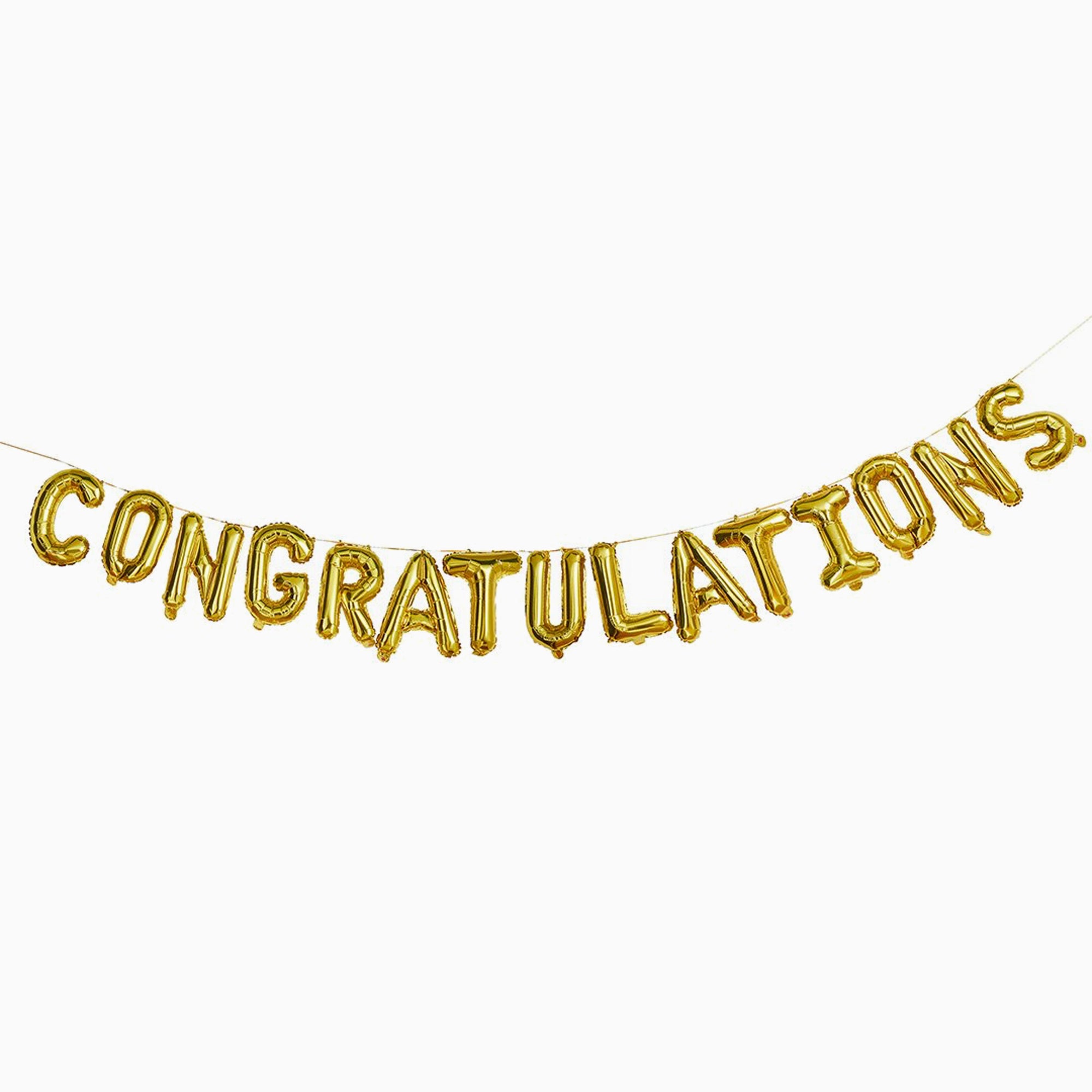 Balloon Bunting-HBBC210 - Gold Congratulations 16" Balloon Garland-Hootyballoo