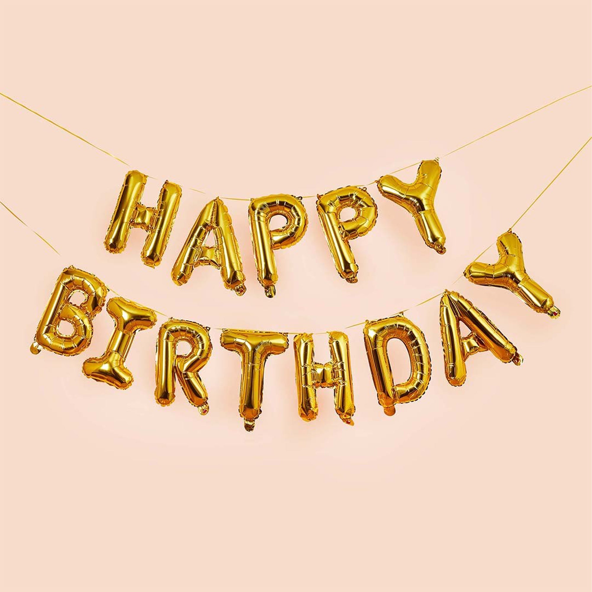 Balloon Bunting-HBGP160 - Gold Happy Birthday Balloon Bunting-Hootyballoo