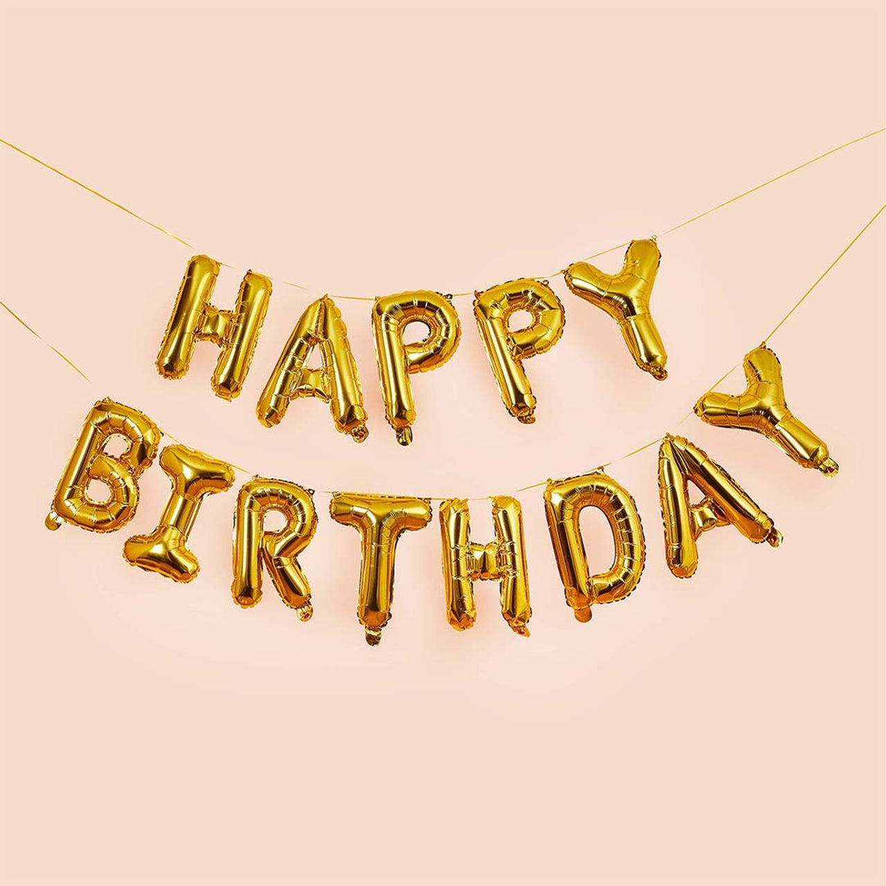 Balloon Bunting-HBGP160 - Gold Happy Birthday Balloon Bunting-Hootyballoo