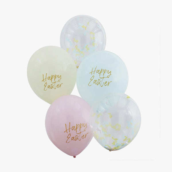 Balloon-HOP-103 - Happy Easter Confetti & Pastel Balloons-Ginger Ray