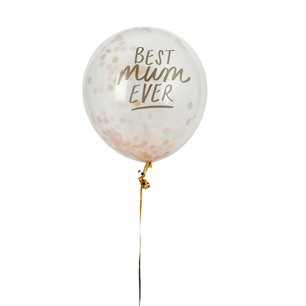 Balloons - HBBM103 - Best Mum Ever Confetti Balloons - Best Mum Ever Confetti Latex 12'' Balloons 5pcs - Whistlefish