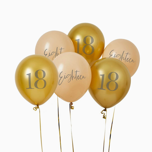 Balloons-HBMB117 - Gold & Nude Eighteen 12" Latex Balloons-Hootyballoo