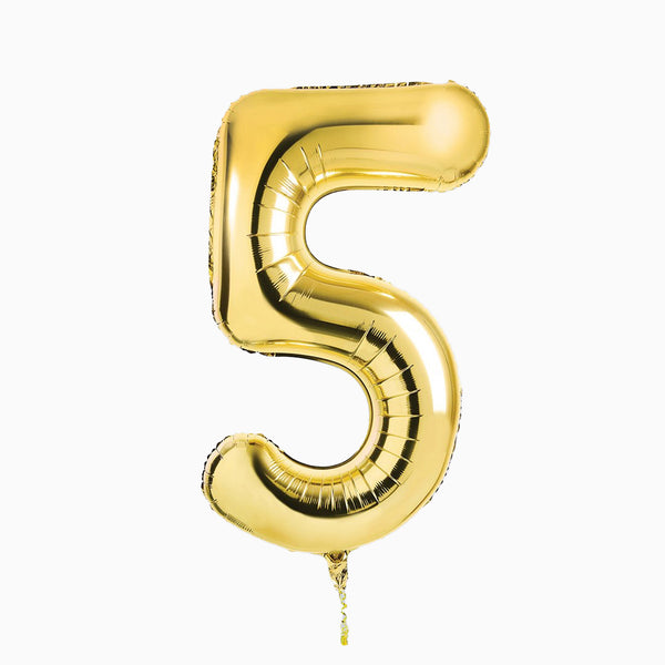 Balloons-HBNB105 - Gold Number 5 Foil 34" Balloon-Hootyballoo