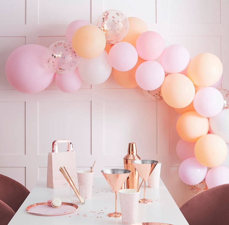 Balloons-HN-837 - Matte Peach and Pink Balloon Arch Garland-Whistlefish