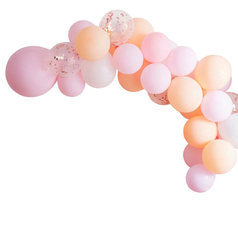 Balloons-HN-837 - Matte Peach and Pink Balloon Arch Garland-Whistlefish