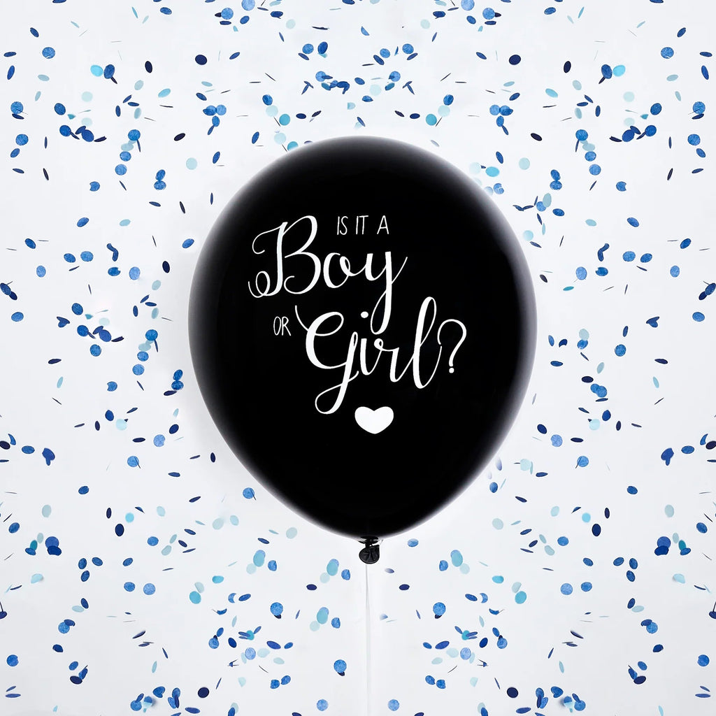 Balloon - J039BL - Blue & Black Gender Reveal Balloon - Blue And Black Gender Reveal Balloon - Whistlefish