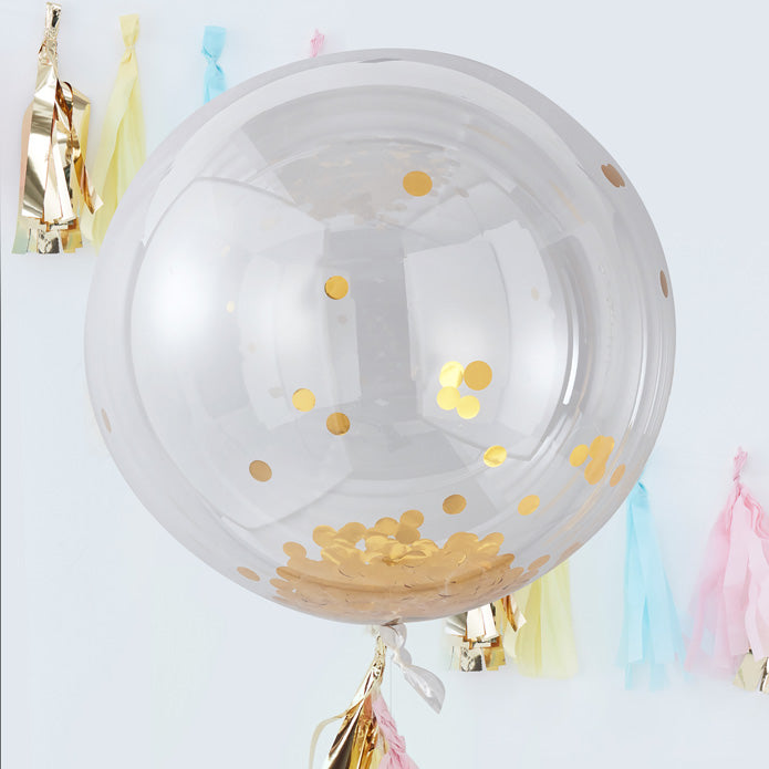 Balloons-PM-388 - Large Gold Confetti Orb Balloons-Whistlefish