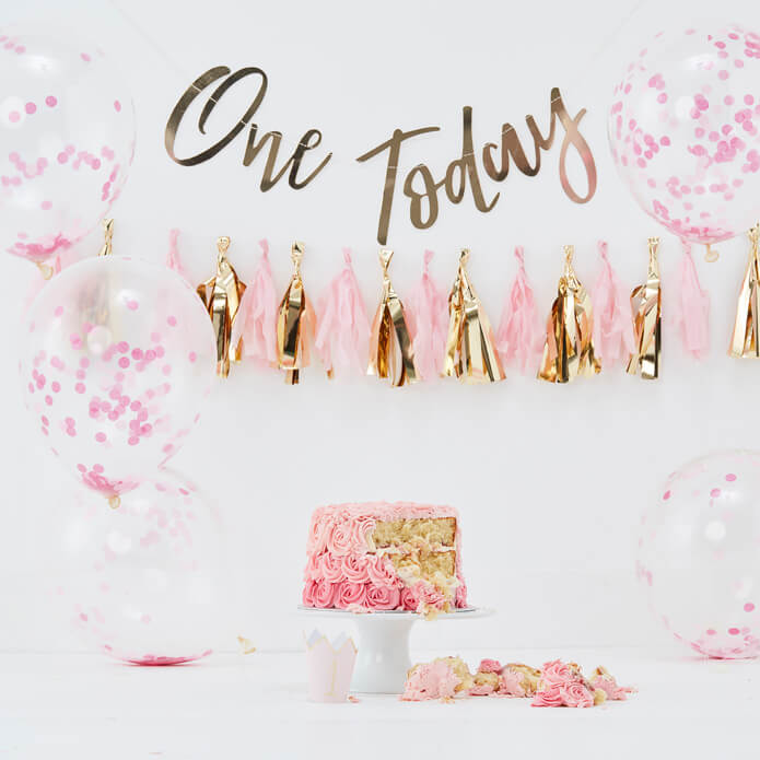 Balloons-PM-421 - Pink Baby Cake Smash 1st Birthday Kit-Whistlefish