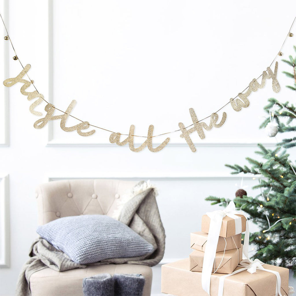 Banner-HBCC107 - Gold 'Jingle All The Way' Card Banner-Hootyballoo