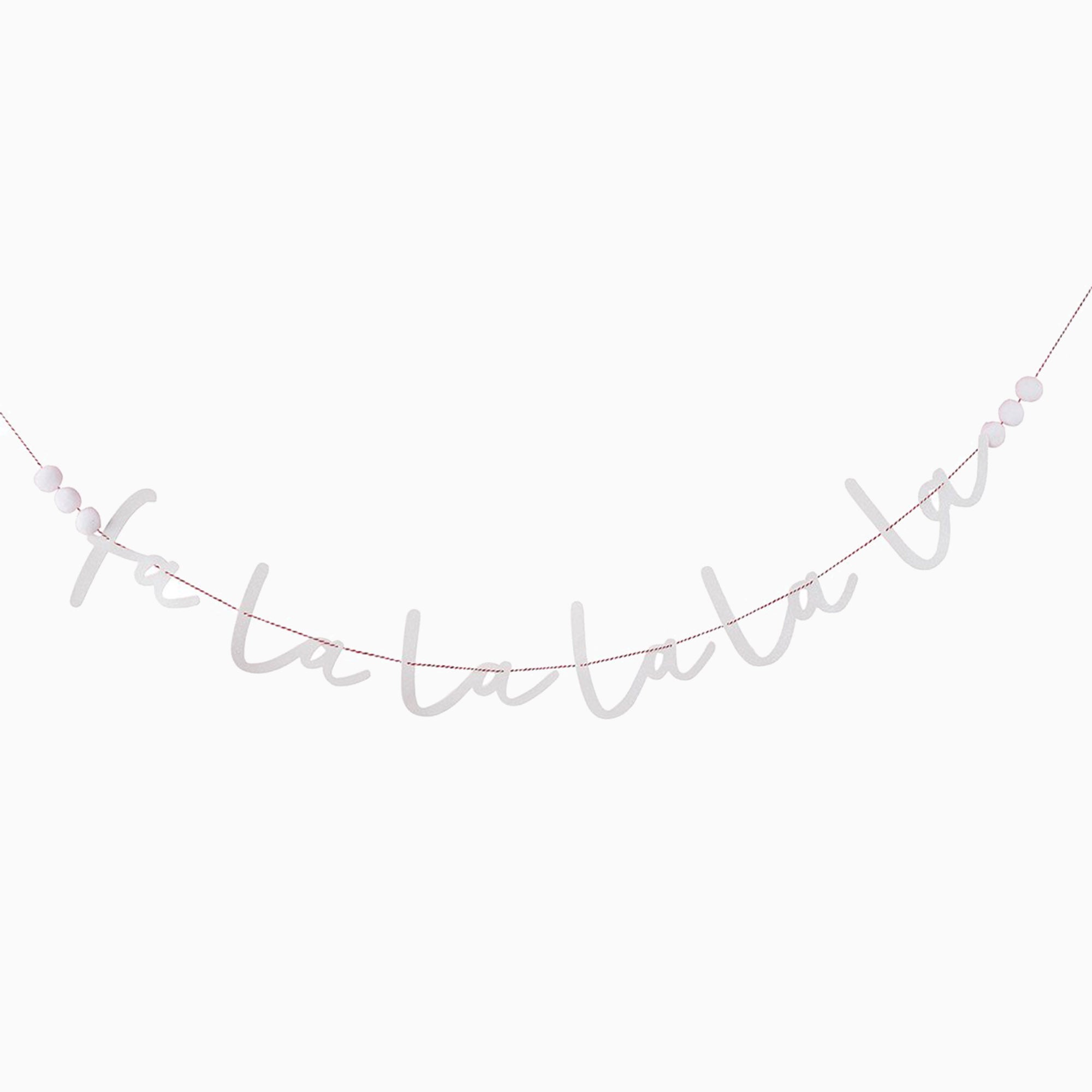 Banner-HBGC105 - White 'Falala' Glitter Banner-Hootyballoo