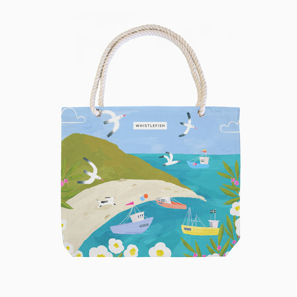Beach Bag-WTB74 - Cornish Coastal Boats Beach Bag-Whistlefish