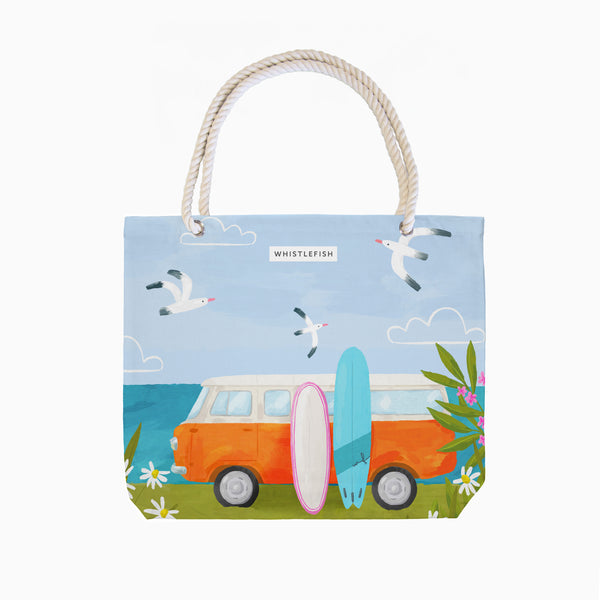 Beach Bag-WTB76 - Cornish Coastal Camper Beach Bag-Whistlefish