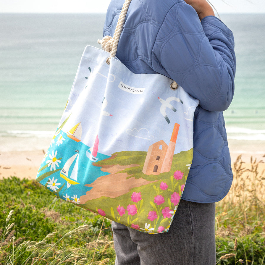 Beach Bag-WTB77 - Cornish Coastal Wheal Coates Beach Bag-Whistlefish