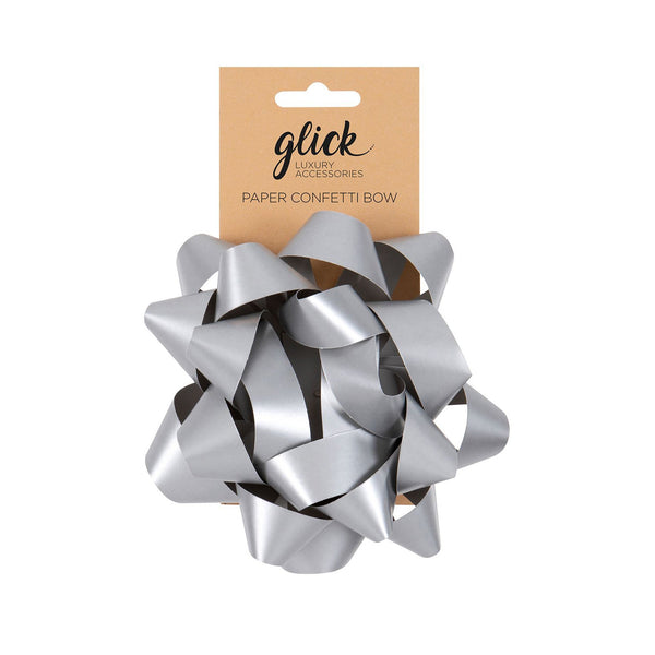 Bow - BP05 - Large Silver Paper Confetti Bow - Large Metalic Silver Paper Confetti Bow - Whistlefish