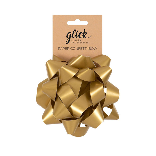 Bow - BP06 - Large Gold Paper Confetti Bow - Large Metalic Gold Paper Confetti Bow - Whistlefish