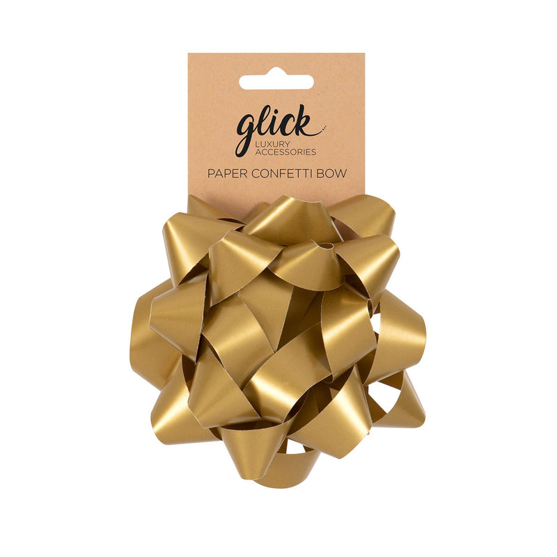 Bow - BP06 - Large Gold Paper Confetti Bow - Large Metalic Gold Paper Confetti Bow - Whistlefish